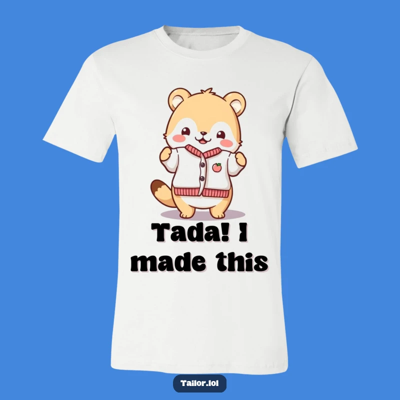Funny Proud Crafter T-Shirt: Animal Shows Off Tiny Garment, Ideal Funny Gift