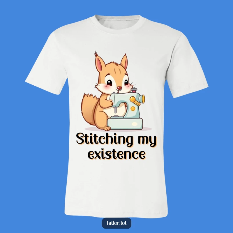 Funny Squirrel Sewing Machine T-Shirt - Hilarious Craft Tee for Makers