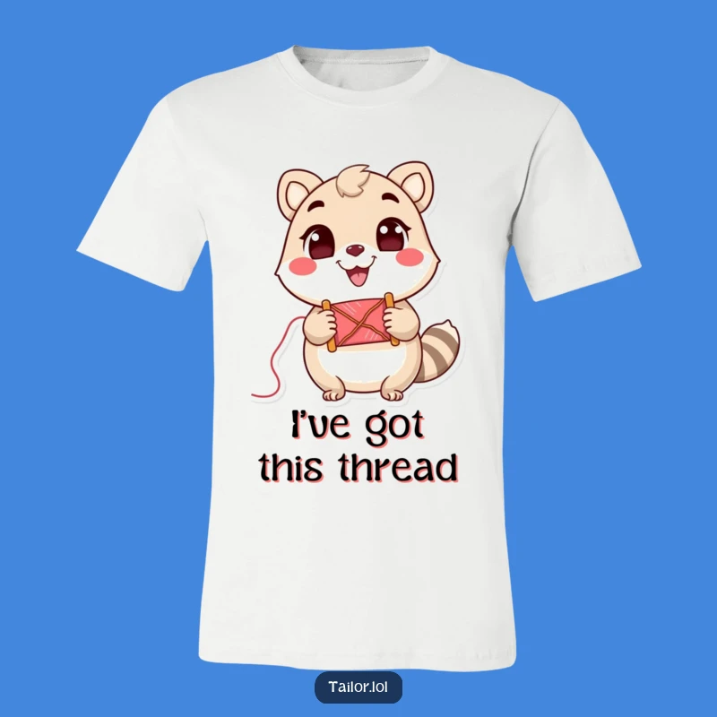 Funny Thread Spool T-Shirt: Cheerful Animal Sewing, Great Funny Gift!
