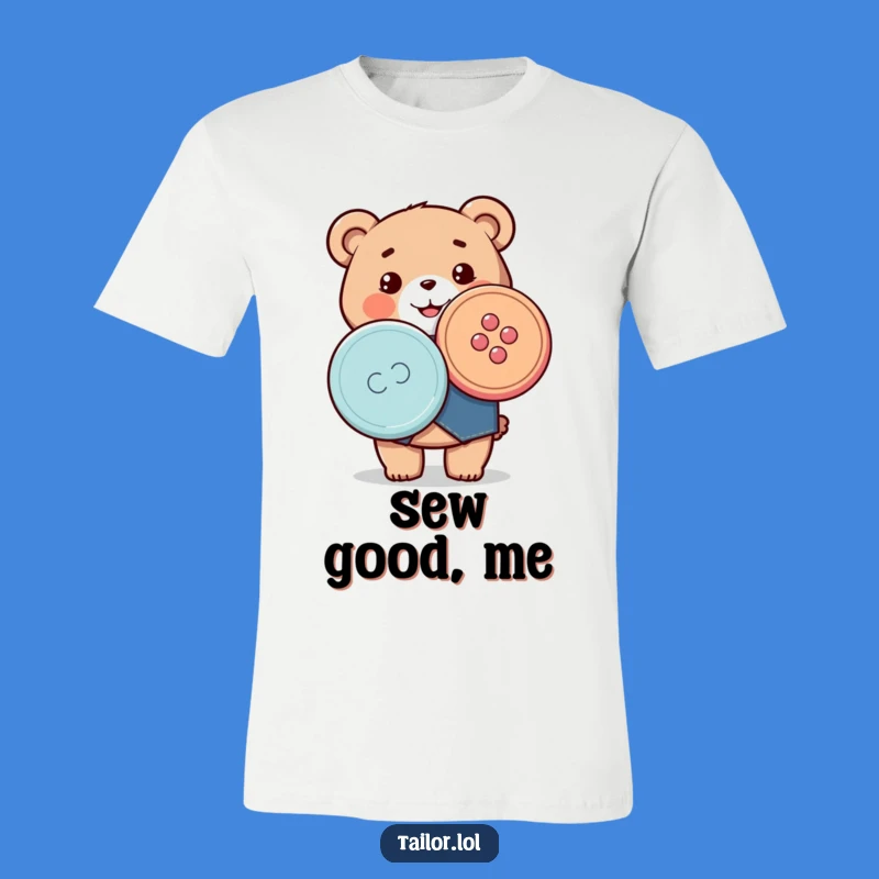 Kawaii Tailor Bear Tee: Funny Shirt for Creative Sewers