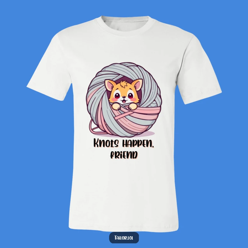 Funny Yarn Tangle T-Shirt: Adorable Animal Lost in a Giant Ball of Yarn - A Fun Gift