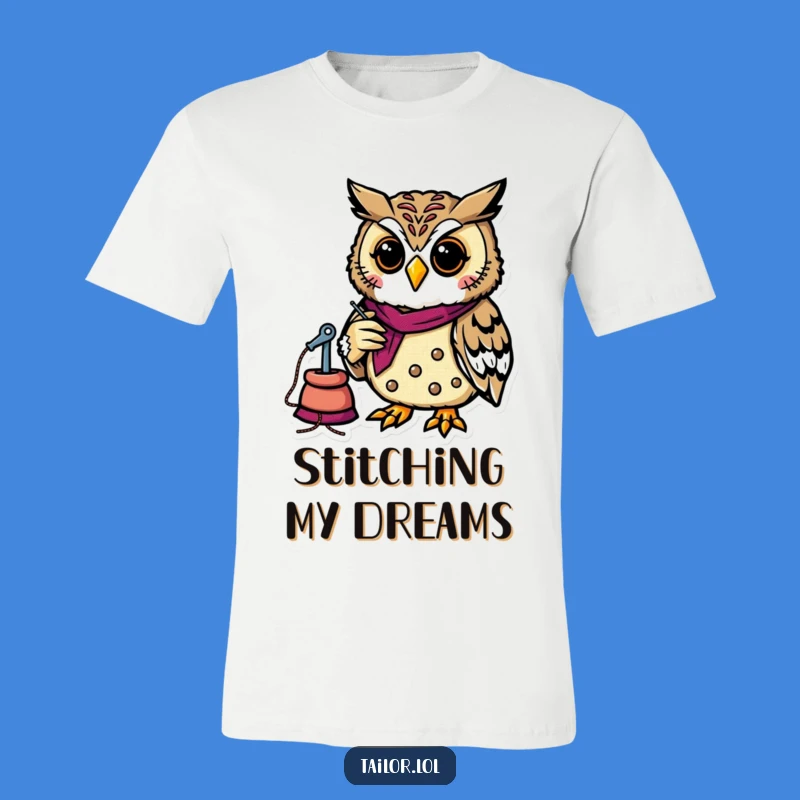 Funny Owl Tailor T-Shirt - Creative Sewing Graphic Tee, Great Gift