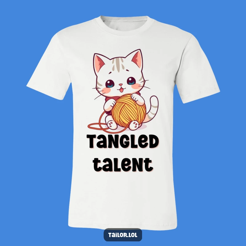 Tangled Yarn Cat Tee: Funny Shirt for Crafters & Felines