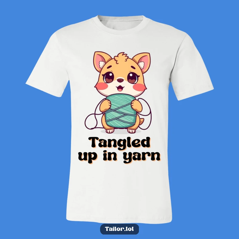 Funny Tangled Animal T-Shirt - Surprised Character Thread Mishap Apparel