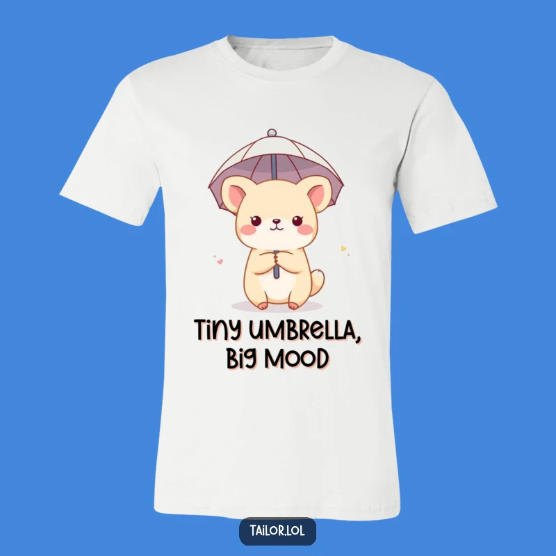 Funny Thimble Umbrella Animal T-Shirt: Cute Creature's Rainy Day Humor Tee