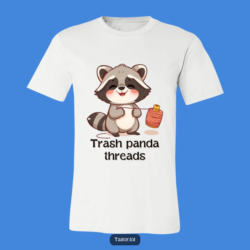 Funny Giggling Raccoon Thread Spool T-Shirt, Whimsical Shirt for Fun-Loving People
