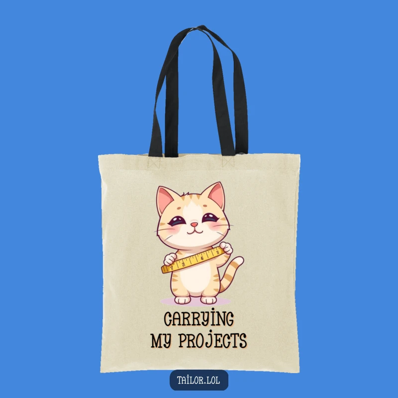 Funny Cat Sewing Tote Bag - Cute Fabric Design, Practical Crafter Gift