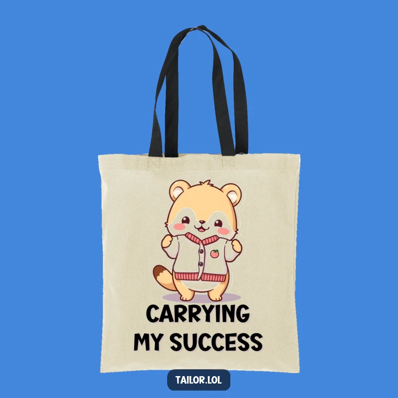 Funny Proud Crafter Tote Bag: Animal Shows Off Tiny Garment, Perfect Carry-All Funny Gift