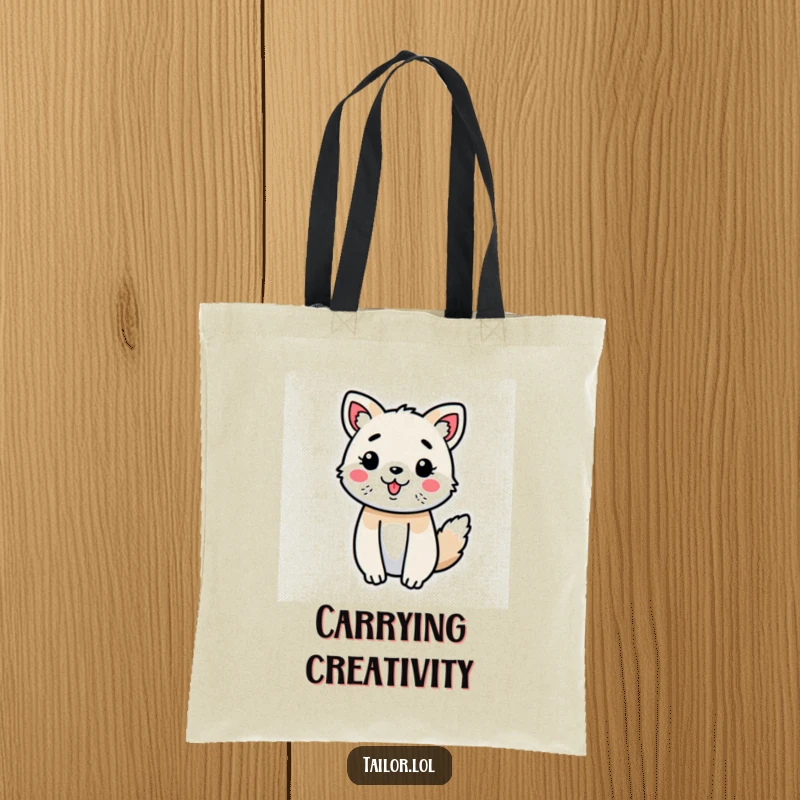 Funny Cute Animal Tote Bag Joyfully Decorating a Fabric Swatch, A Stylish and Humorous Accessory.