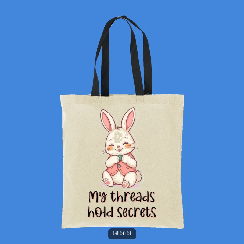 Funny Bunny Sewing Tote Bag: Chic Rabbit Mending Tiny Vest Carryall, Great Gift
