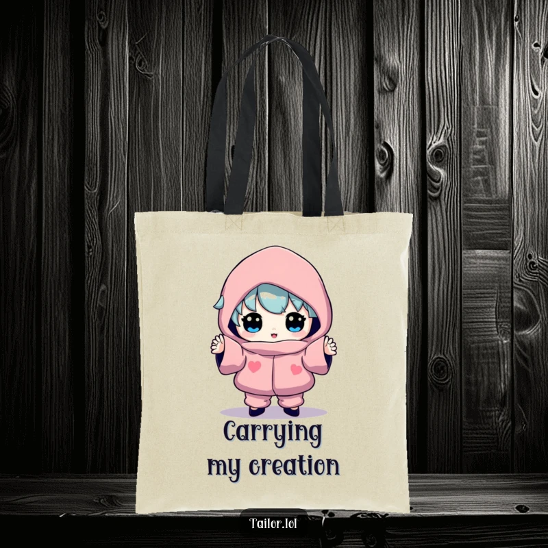 Funny tote bag featuring a character proudly displaying an odd, colorful garment, perfect for carrying items with a humorous fashion statement.