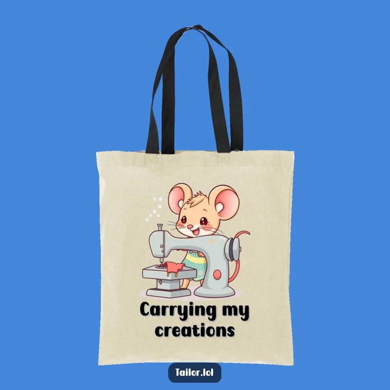 Funny Kawaii Mouse Tailor Tote Bag: Cute Sewing Machine Carry-All Gift