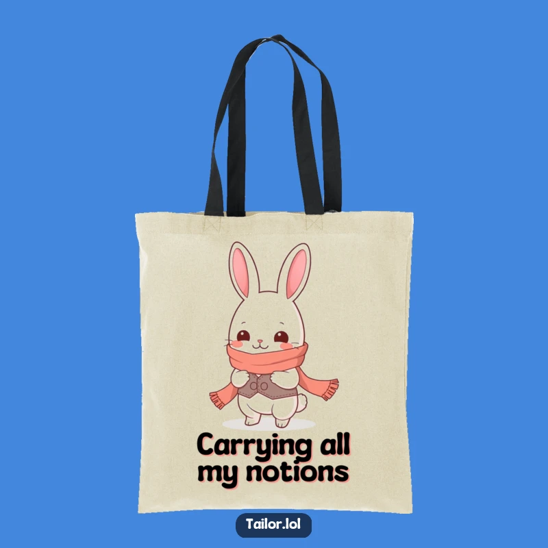 Funny Kawaii Rabbit Tailor Tote Bag: Giggling Character, Long Scarf Print, Practical Gift