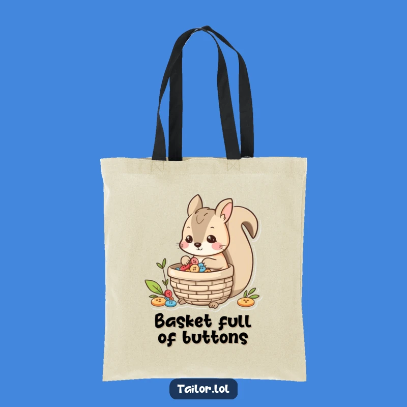 Funny Squirrel Button Collector Tote Bag - Adorable Carry-all & Perfect Gift