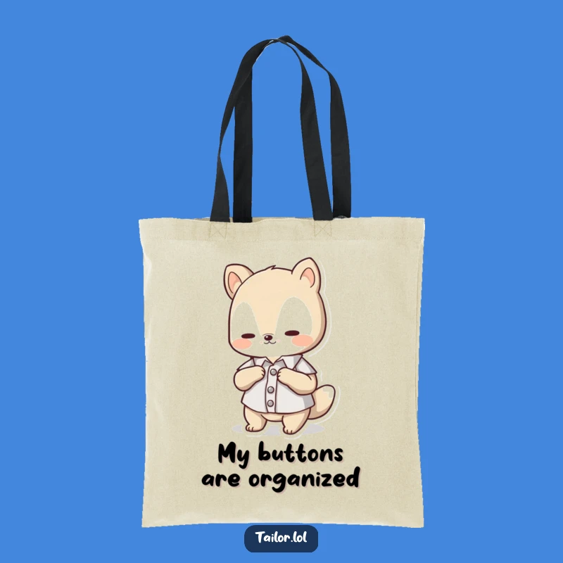 Funny Tote Bag: Cute Animal Button Adjuster Hauling Tiny Threads, Perfect Funny Gift!