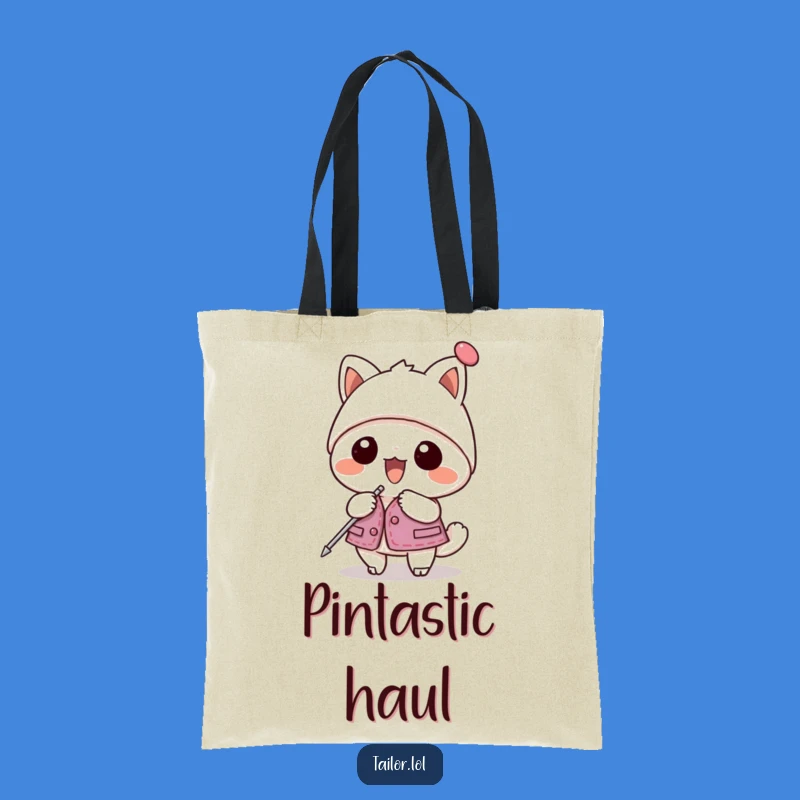Funny Kawaii Pinning Tote Bag: Carry Your Crafts Adorably!