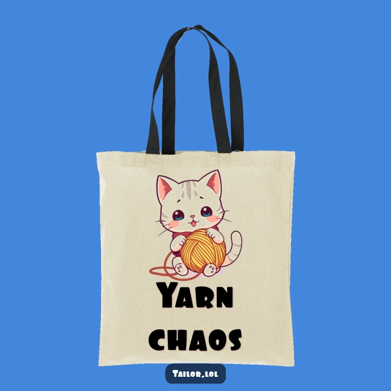 Tangled Yarn Cat Tote: Your Funny Crafting Companion